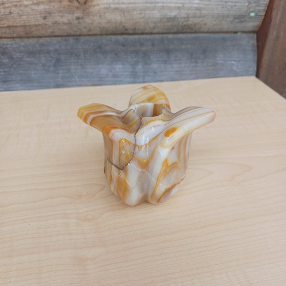 Vintage Carved Marble Onyx Stone Candle Stick Holder Tulip Flower Design - Picture 6 of 9